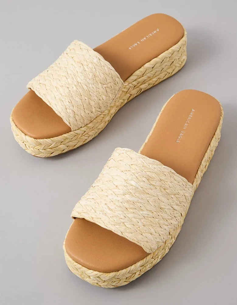 AE Raffia Espadrille Flatform Slide Sandal