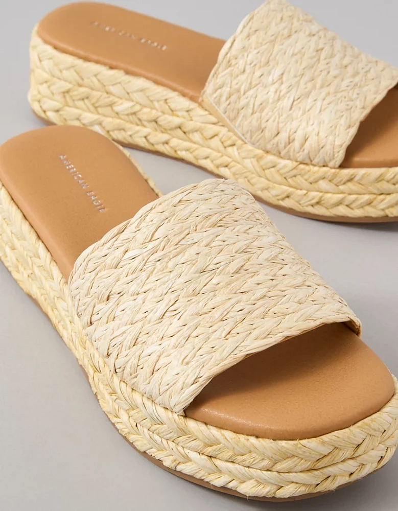 AE Raffia Espadrille Flatform Slide Sandal