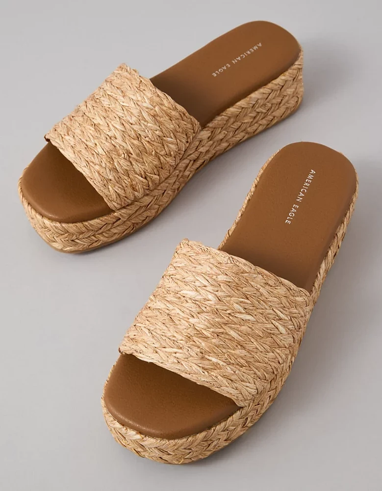 AE Raffia Espadrille Flatform Slide Sandal