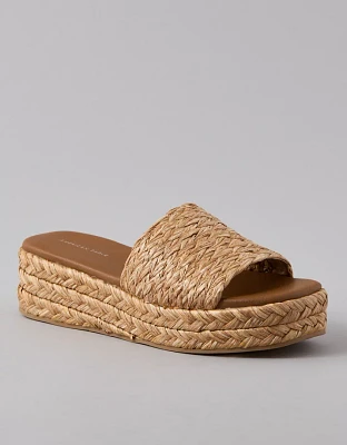 AE Raffia Espadrille Flatform Slide Sandal