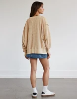 AE Oversized Big Hug Waffle V-Neck Sweatshirt