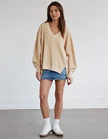 AE Oversized Big Hug Waffle V-Neck Sweatshirt