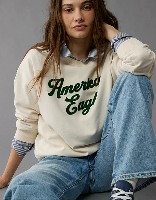 AE Logo Graphic Relaxed Crew Neck Sweatshirt