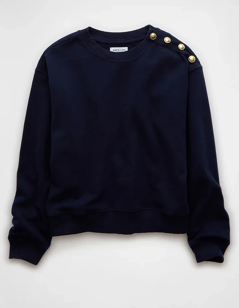 AE Button Shoulder Sweatshirt