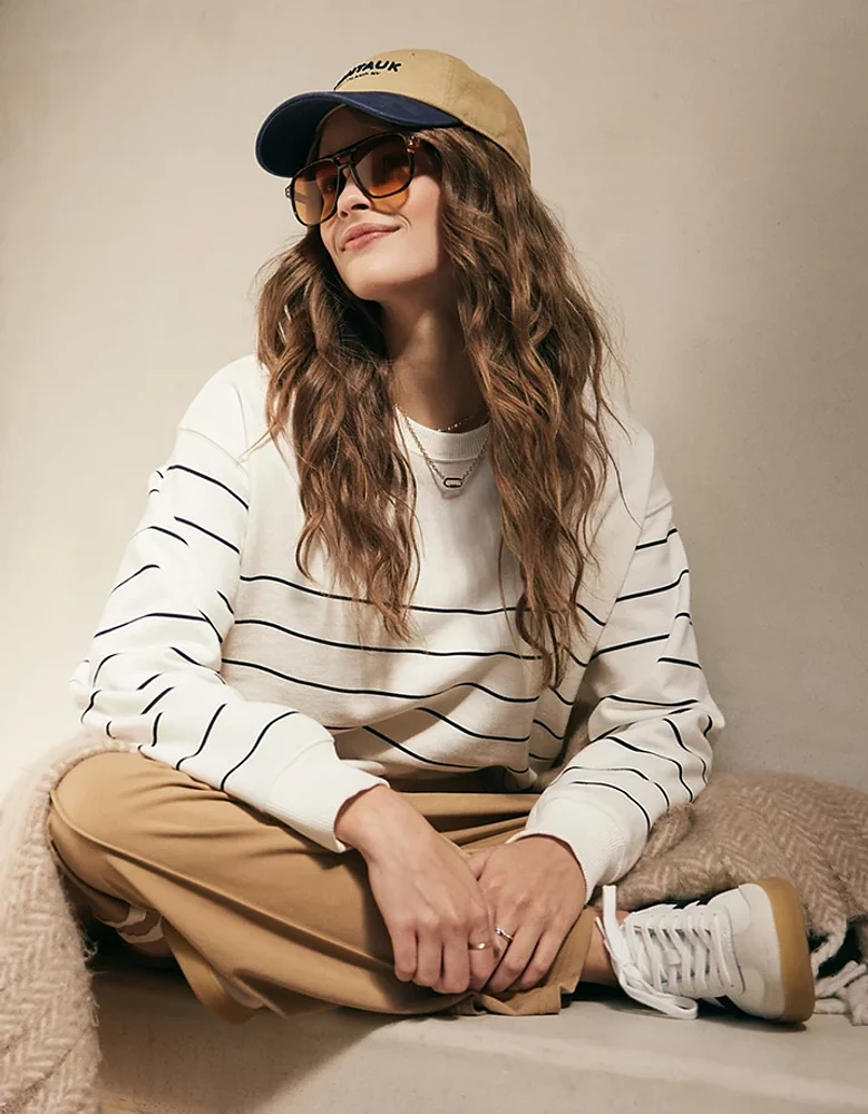 AE Relaxed Fit Striped Sweatshirt