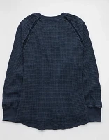 AE Big Hug Notch Neck Waffle Sweatshirt