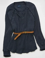 AE Big Hug Notch Neck Waffle Sweatshirt