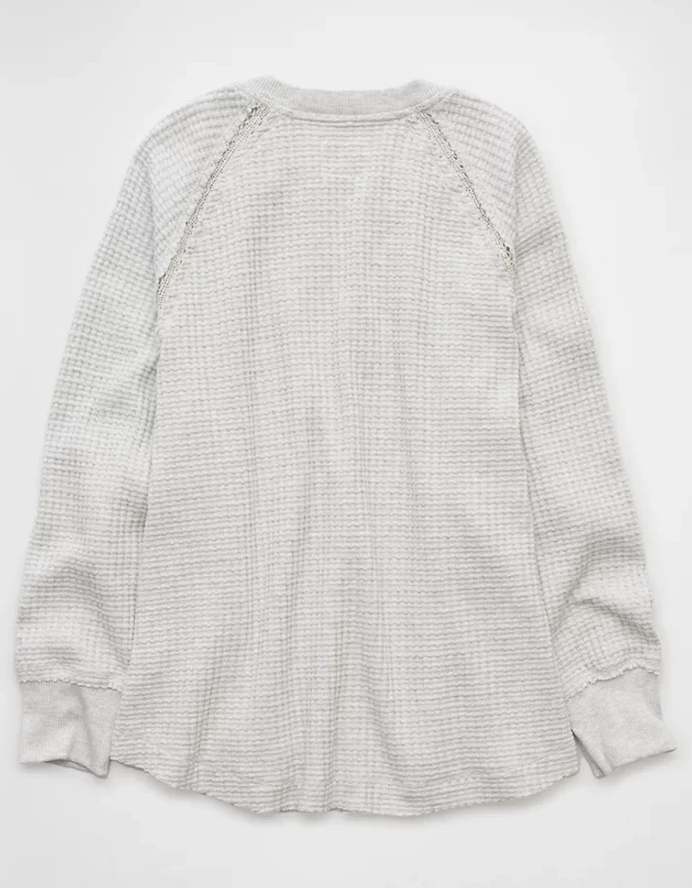 AE Big Hug Notch Neck Waffle Sweatshirt