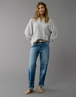AE Big Hug Notch Neck Waffle Sweatshirt