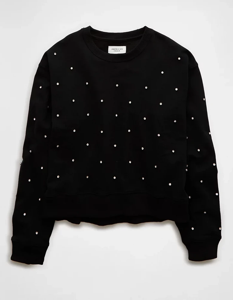 AE Embellished Cropped Crew Neck Sweatshirt