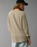 AE Big Hug Notch Neck Waffle Sweatshirt