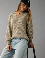 AE Big Hug Notch Neck Waffle Sweatshirt