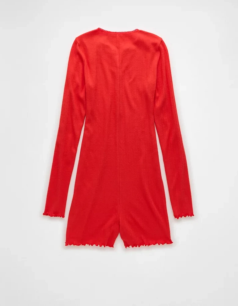 AE Long-Sleeve Lettuce Edge Lounge Romper