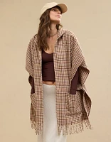 Aerie Woven Plaid Cape