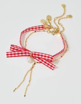 Aerie Gingham Bow Bracelet