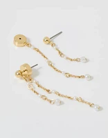 Aerie Pearl Double Chain Drop Earrings