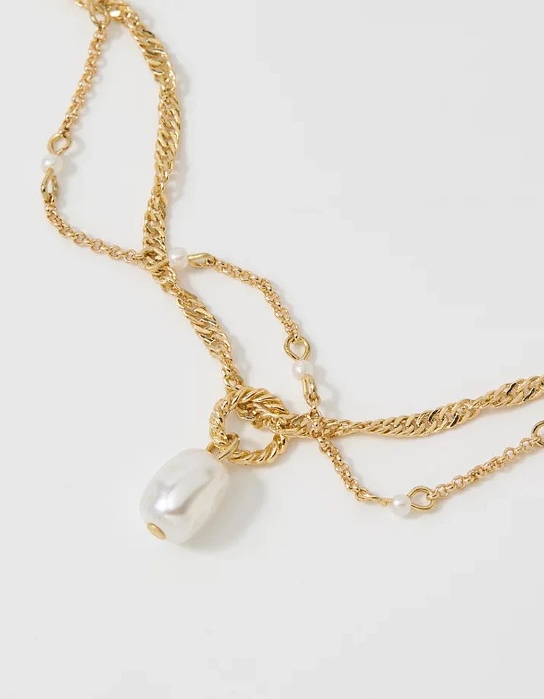 Aerie Twist Chain Pearl Bracelet