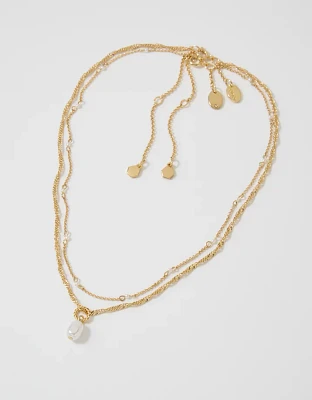 Aerie Twist Chain Pearl Necklace