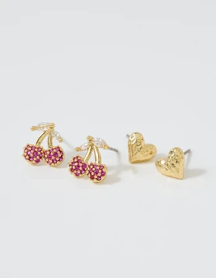 Aerie Textured Heart Earring 2-Pack