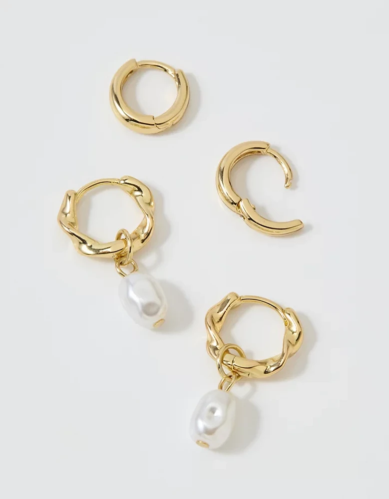 Aerie Twist Pearl Hoop Earrings 2-Pack