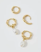 Aerie Twist Pearl Hoop Earrings 2-Pack