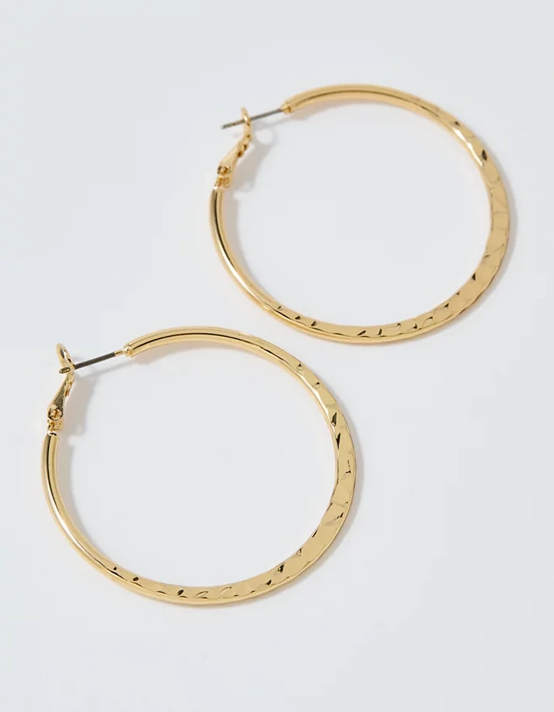 Aerie Hammered Flat Hoop Earrings