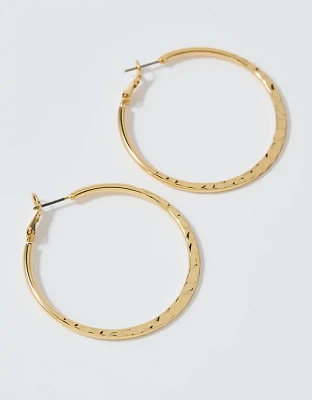 Aerie Hammered Flat Hoop Earrings