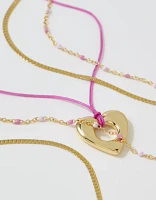 Aerie Roped Heart Necklace 3-Pack