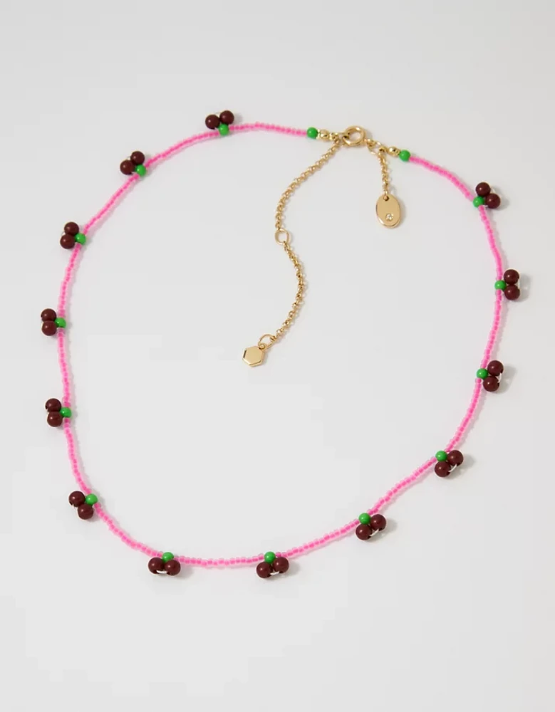 Aerie Cherry Beaded Necklace