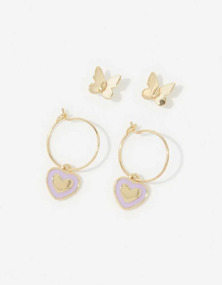 Aerie Butterfly Heart Earring Pack
