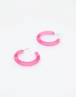 Aerie Neon Clear Hoop Earrings