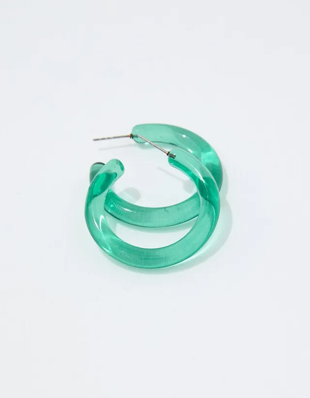 Aerie Neon Clear Hoop Earrings