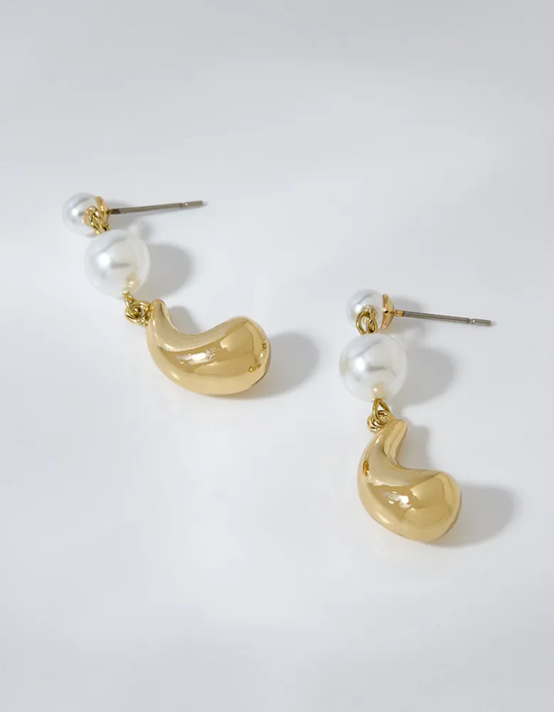 Aerie Double Pearl Dangle Earrings