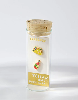 Yellow Owl Taco And Hot Sauce Earrings