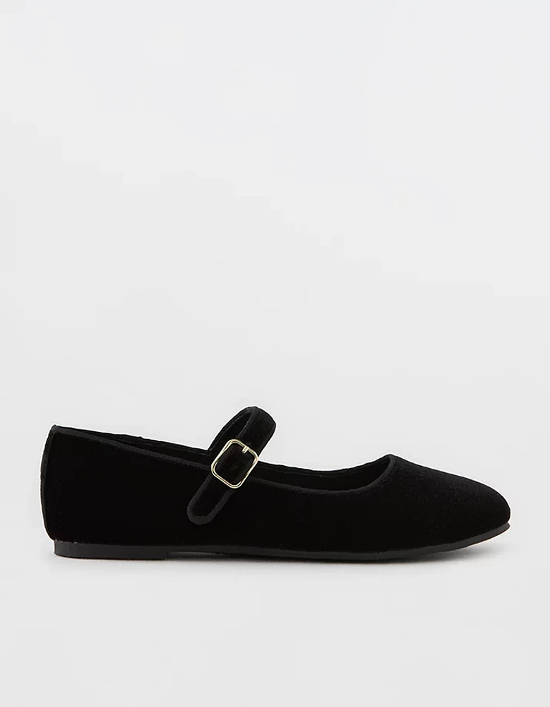 Aerie Velvet Buckle Flats