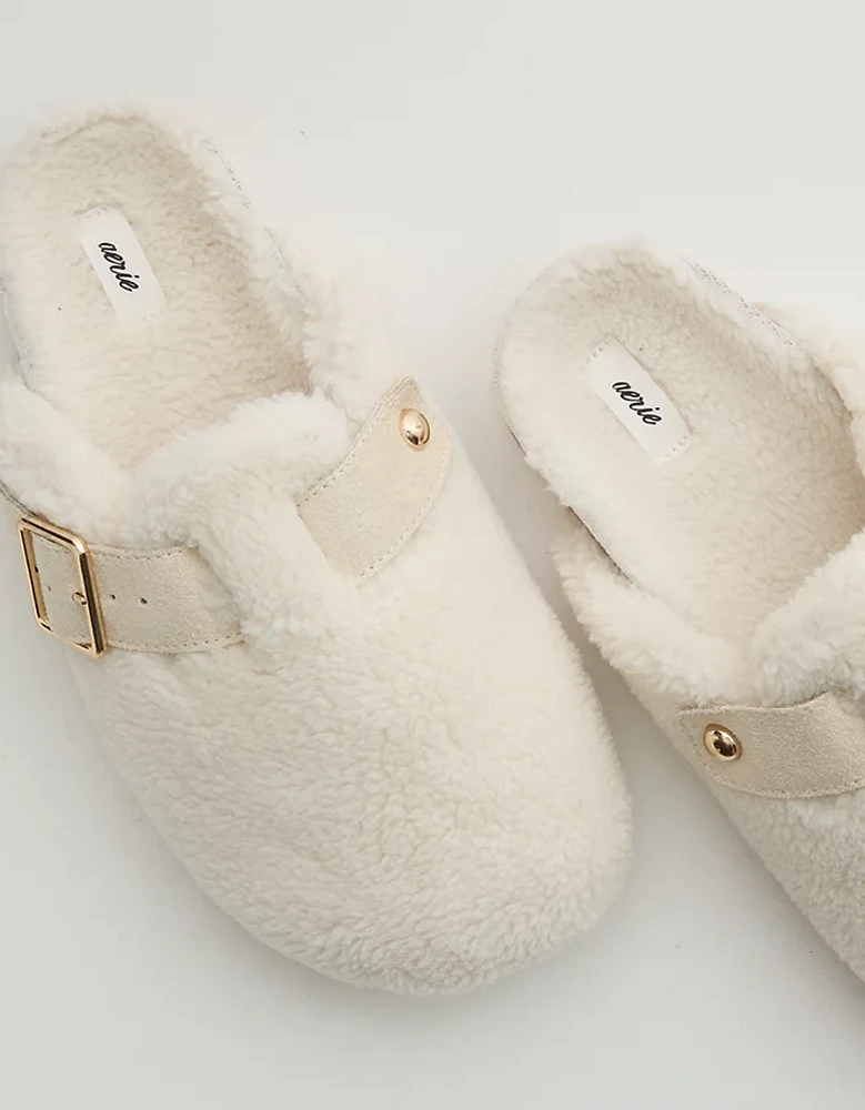 Aerie Sherpa Buckle Slides