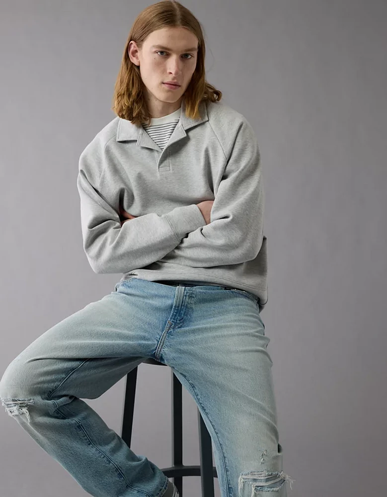 AE 24/7 Long-Sleeve Rugby Polo Sweatshirt