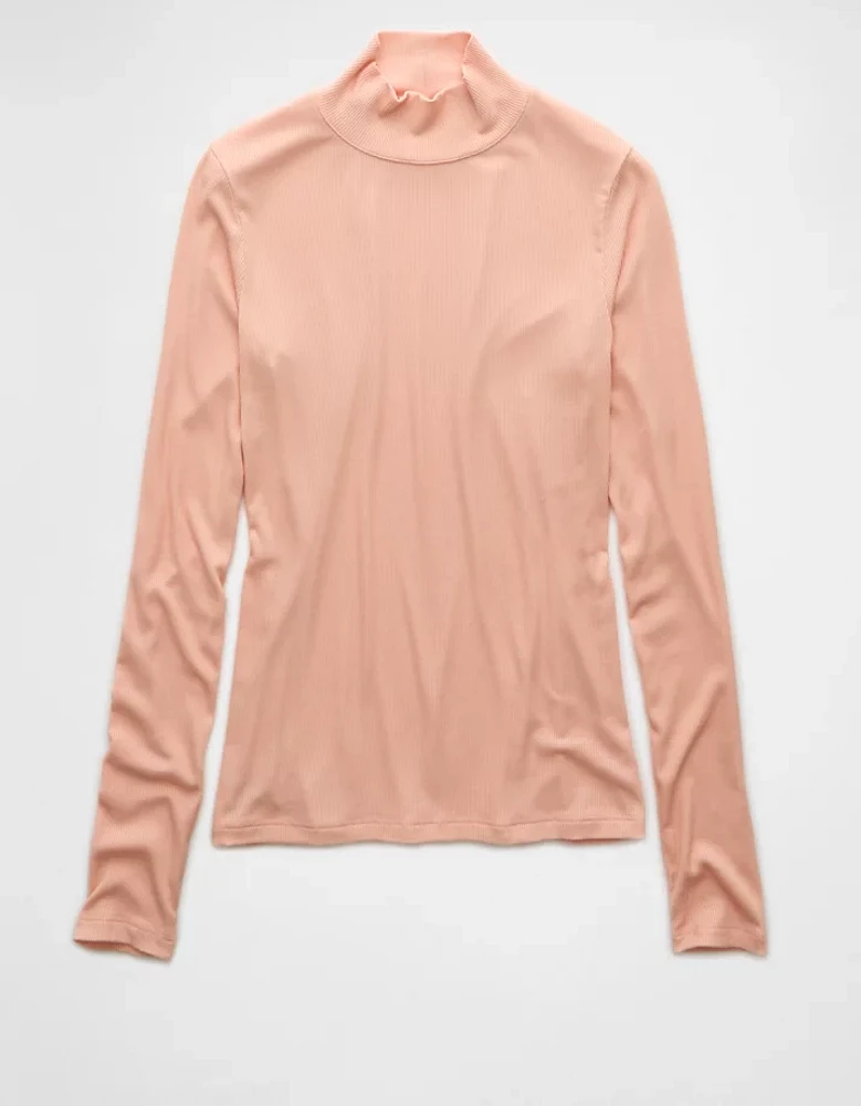 AE Soft & Sexy Mock Neck Long-Sleeve T-Shirt