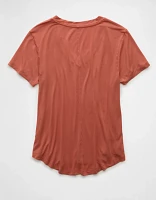T-shirt à encolure en V Doux et sexy AE