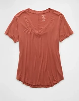 T-shirt à encolure en V Doux et sexy AE