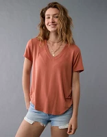 T-shirt à encolure en V Doux et sexy AE