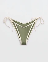 Aerie Wide Rib Low Rise Tie Cheekiest Bikini Bottom