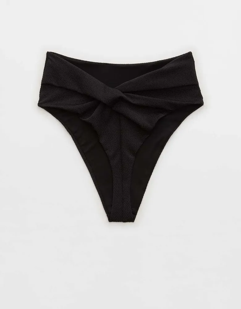 Buy Aerie Shine Pique Banded High Cut Cheeky Bikini Bottom online