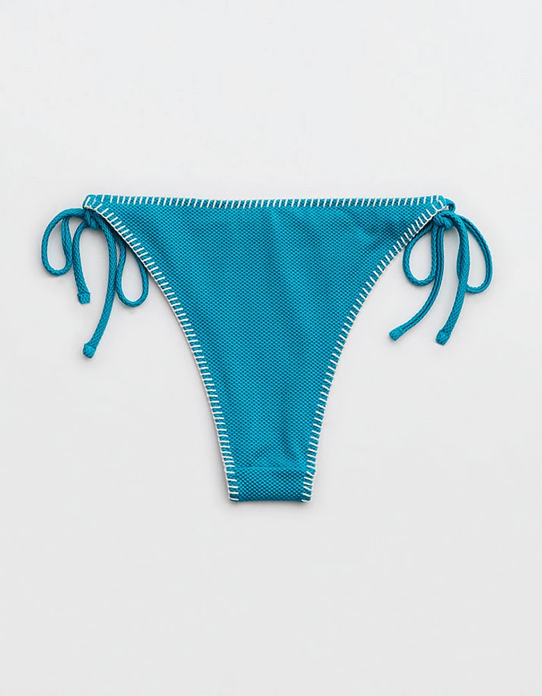 Aerie Shine Pique Cheekiest Tie Bikini Bottom