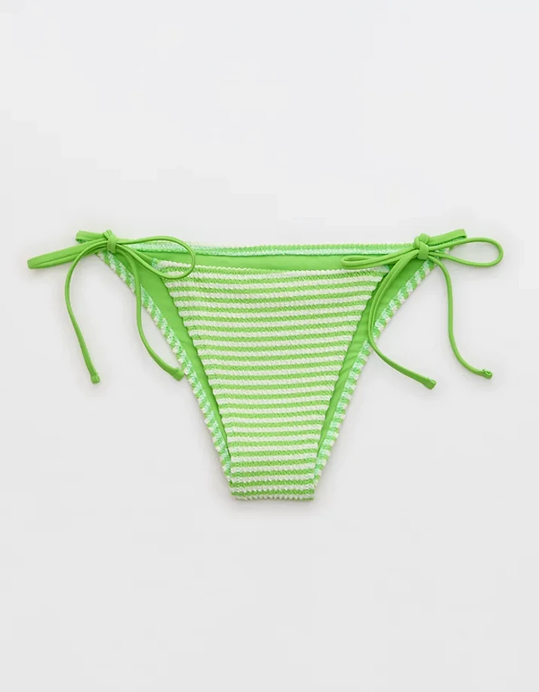 Aerie Crinkle Stripe Cheekiest Tie Bikini Bottom