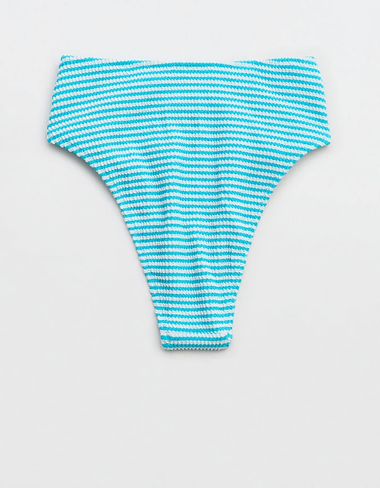 Aerie Crinkle Stripe High Cut Cheeky Bikini Bottom