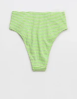 Aerie Crinkle Stripe High Cut Cheeky Bikini Bottom