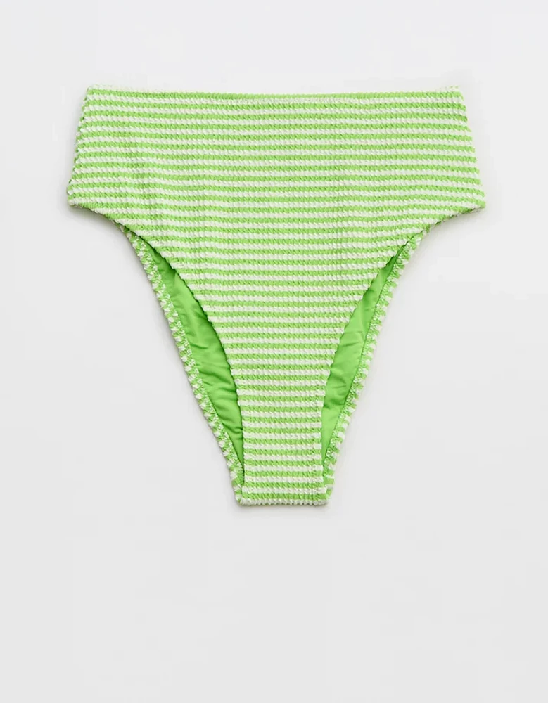 Aerie Crinkle Stripe High Cut Cheeky Bikini Bottom