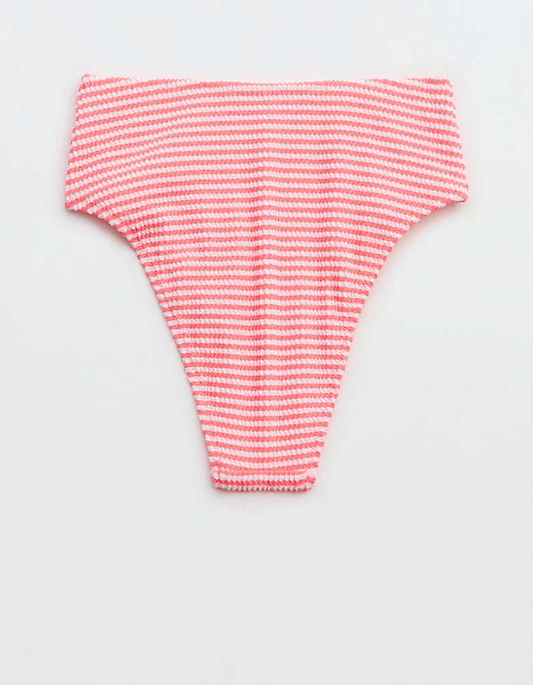 Aerie Crinkle Stripe High Cut Cheeky Bikini Bottom