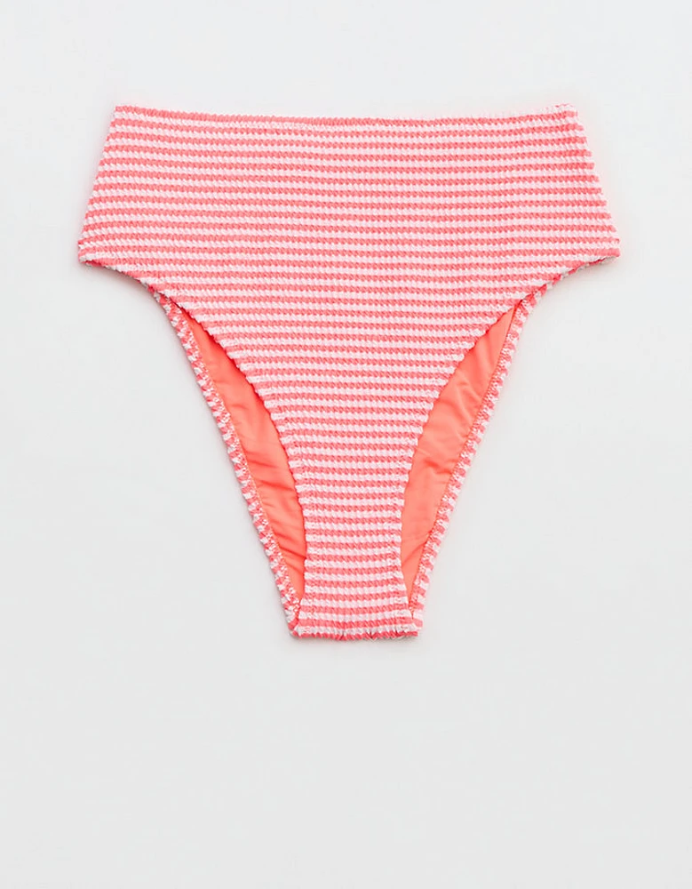 Aerie Crinkle Stripe High Cut Cheeky Bikini Bottom